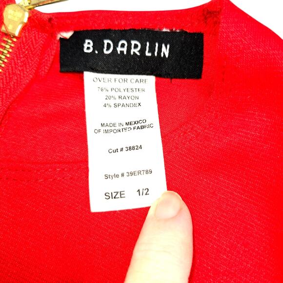 Be Darling 1/2 Junior Red Ruffle Sleeves Dress Kids Size 1 2 Extra Small - Picture 3 of 5